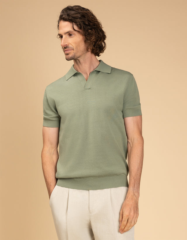 Amalfi Sage Green Knitted Polo