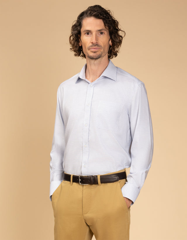 Sinatra White & Blue Micro-design Shirt