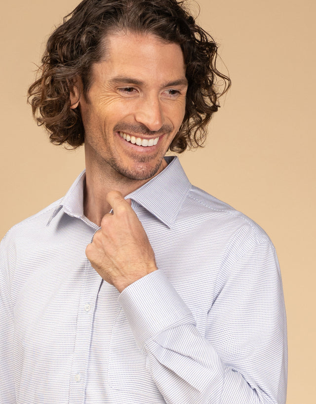 Sinatra White & Blue Micro-design Shirt