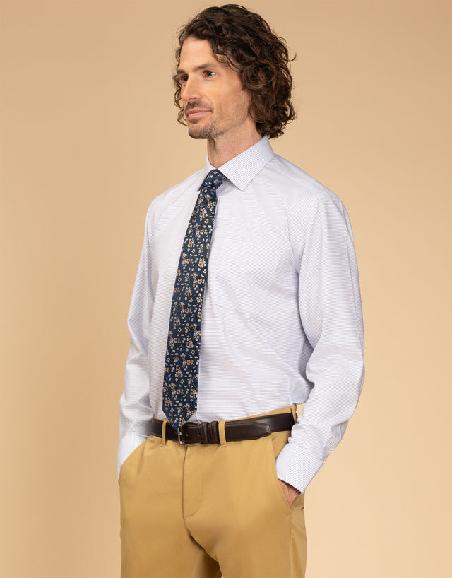 Sinatra White & Blue Micro-design Shirt