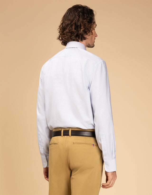 Sinatra White & Blue Micro-design Shirt