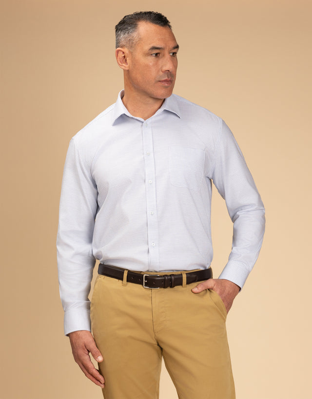 Sinatra White & Blue Micro-design Shirt