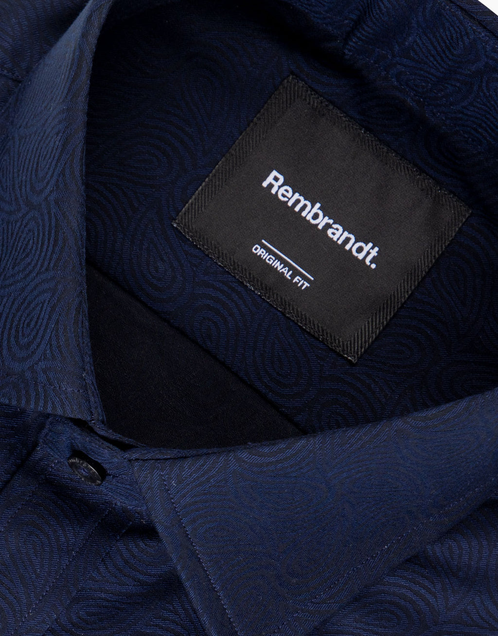 Barbican Navy Jaquard Shirt