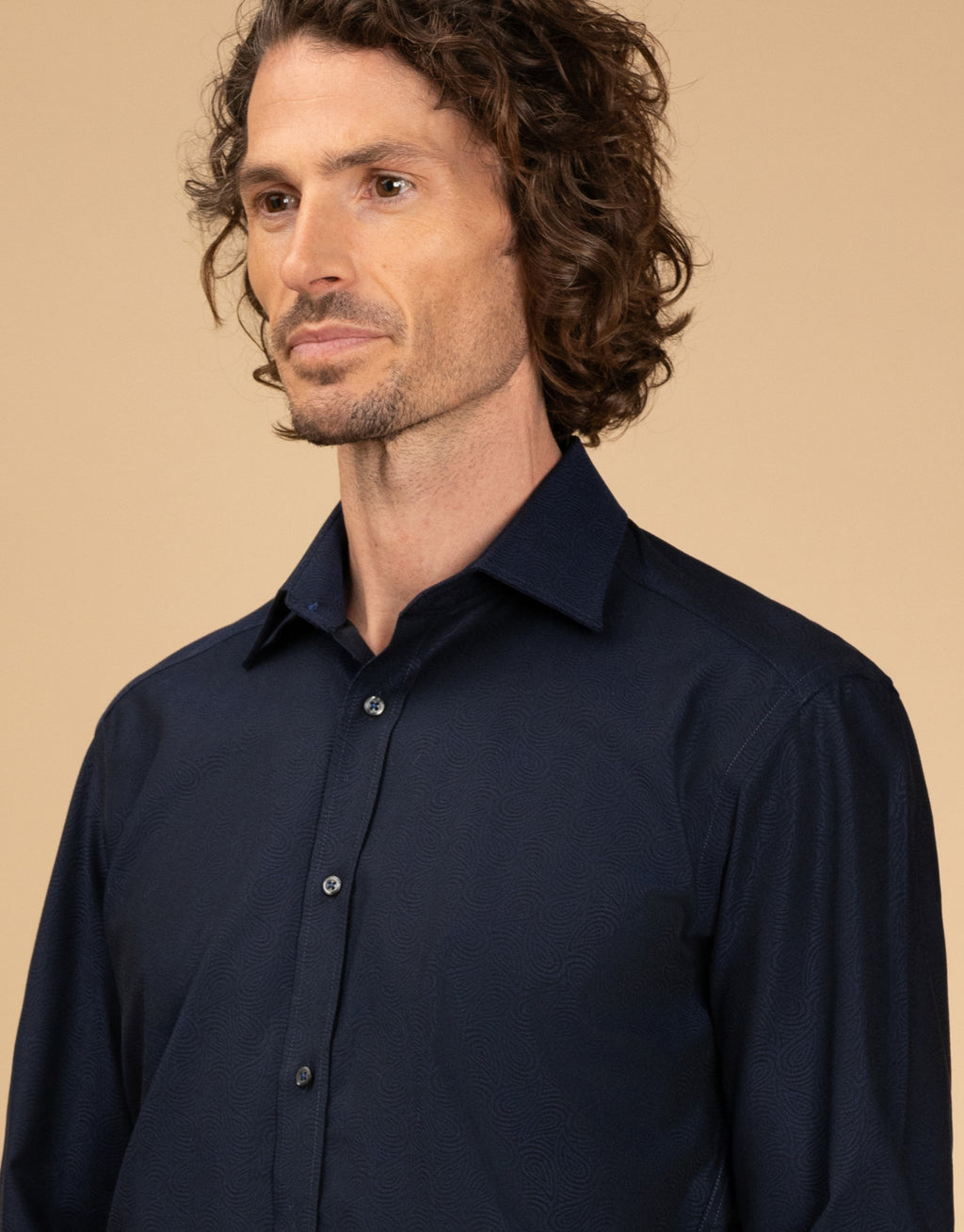 Barbican Navy Jaquard Shirt