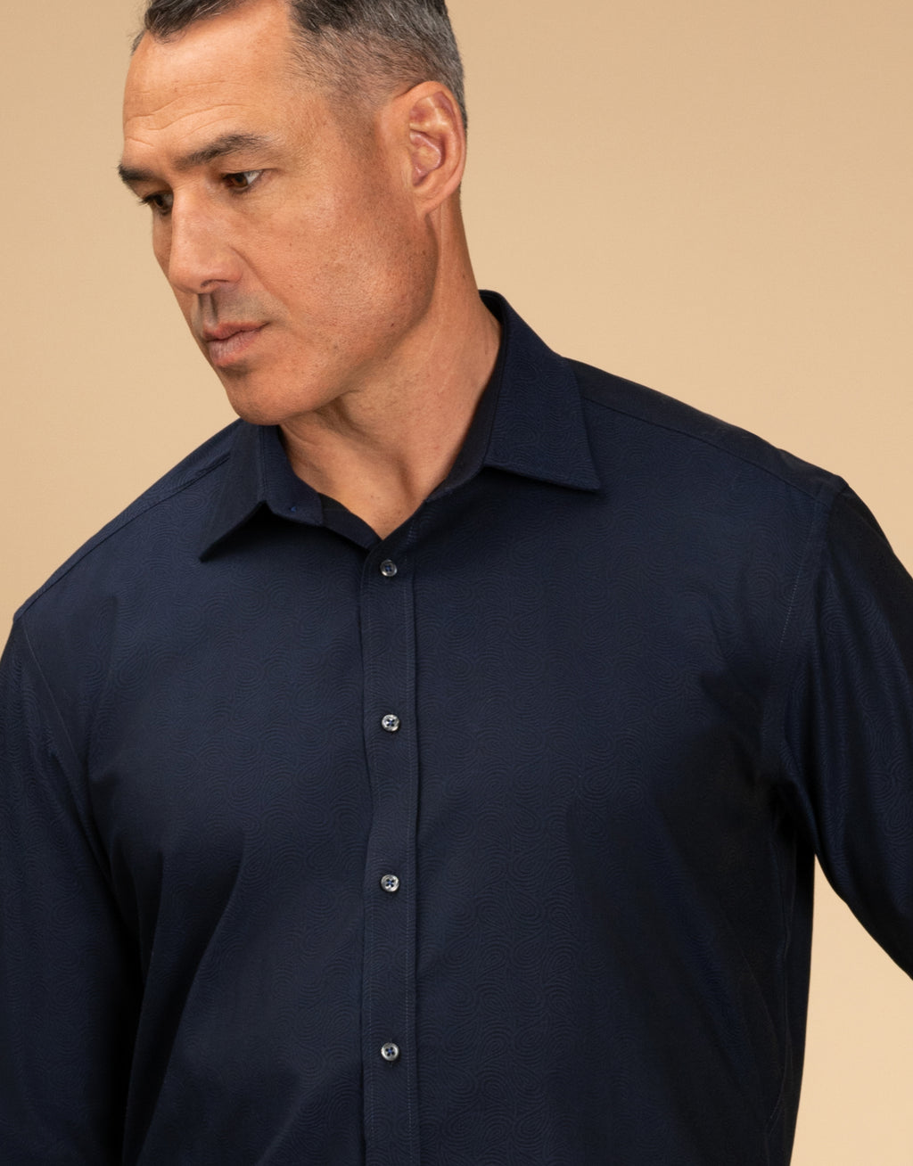Barbican Navy Jaquard Shirt