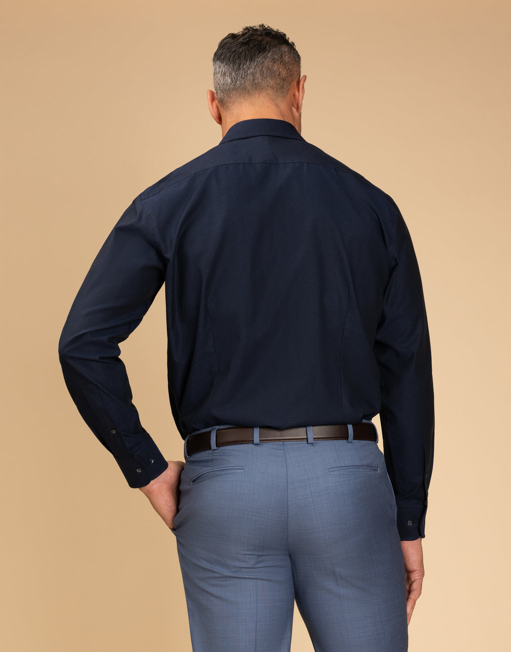 Barbican Navy Jaquard Shirt