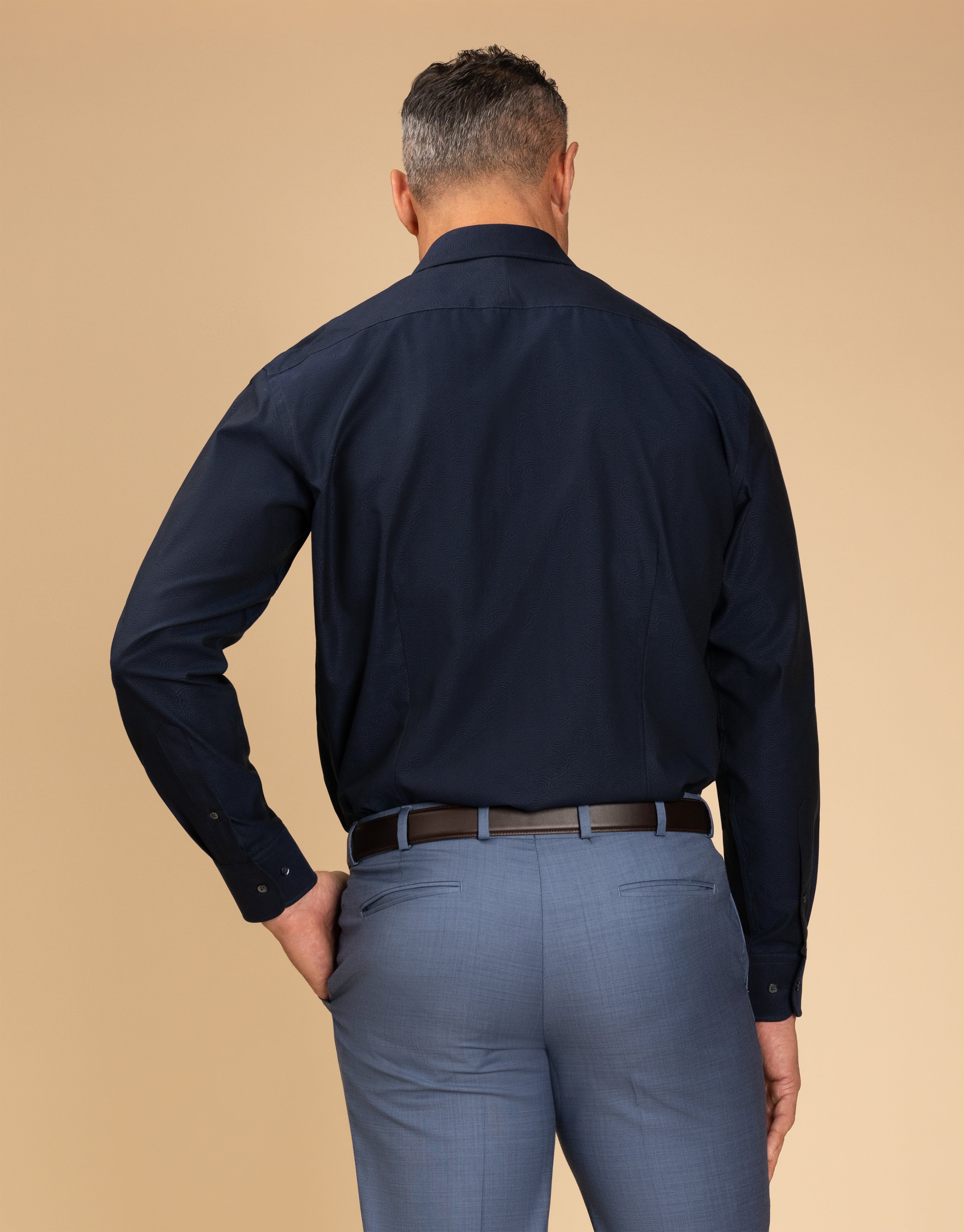 Barbican Navy Jaquard Shirt