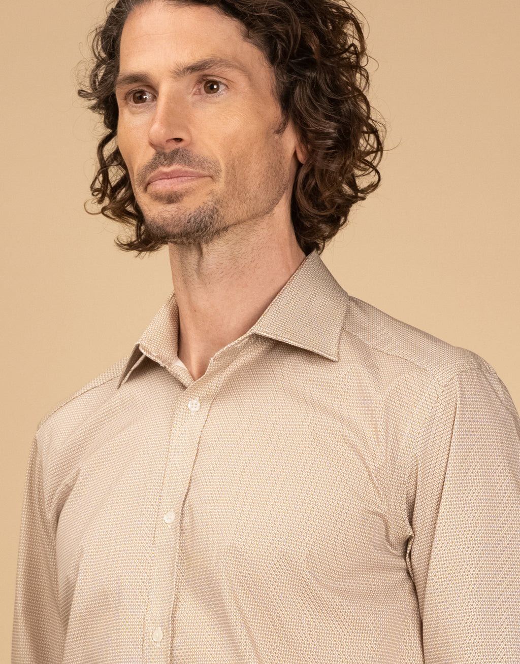London Brown & Blue Micro-design Print Shirt