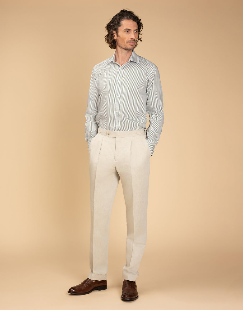 London Green Pencil Stripe Shirt