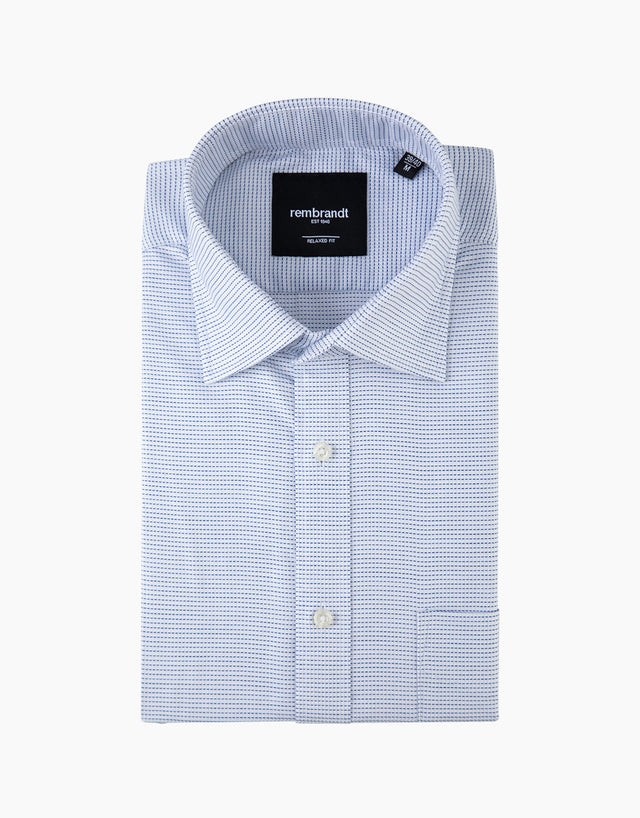 Sinatra White & Blue Micro-design Shirt