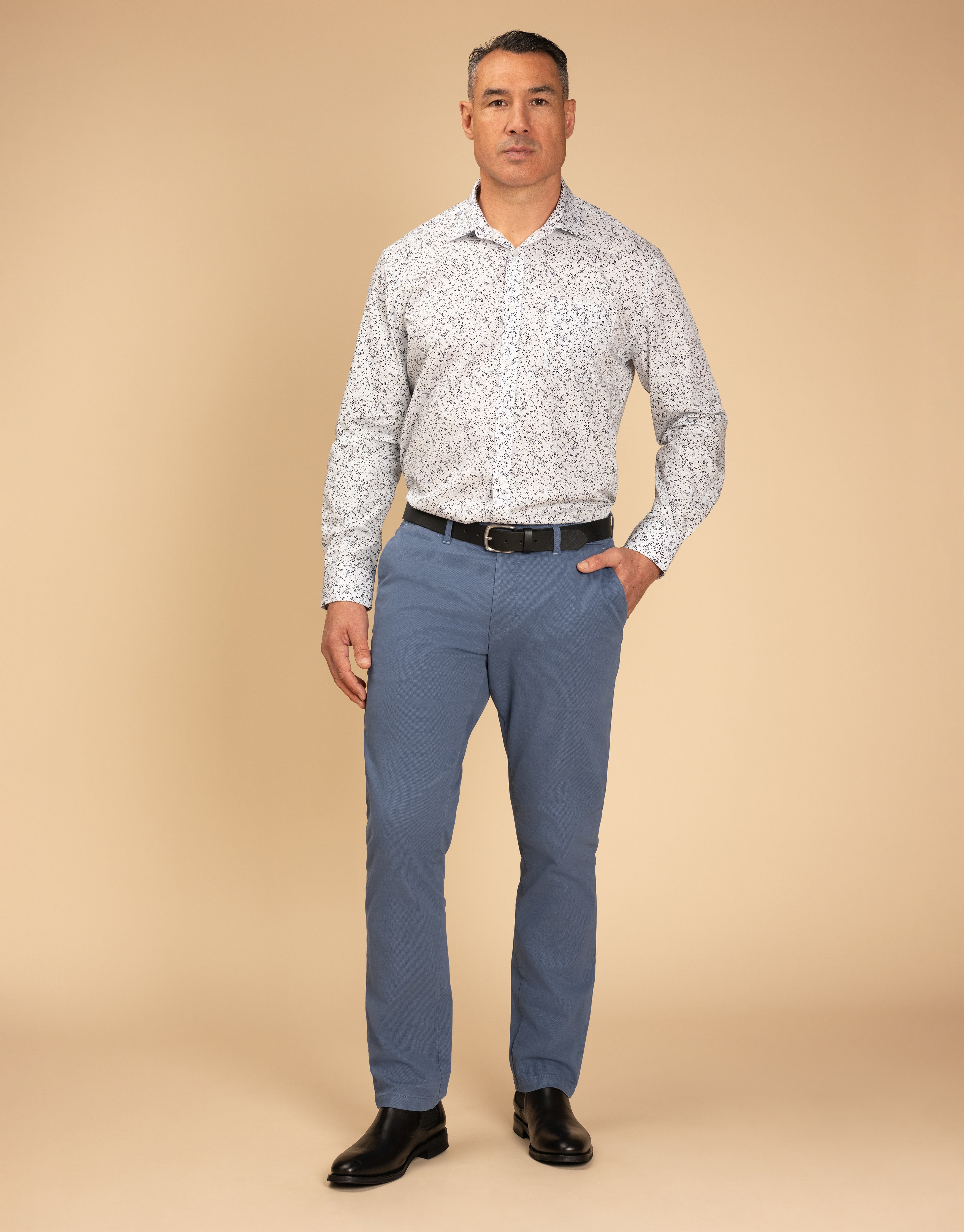 Sinatra White & Blue Floral Print Shirt