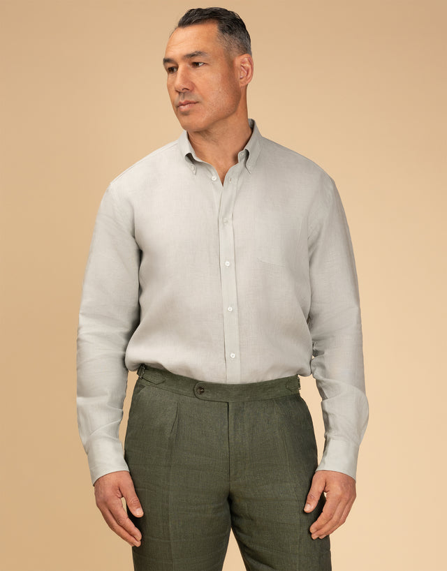 Ohope Pale Green Irish Linen Shirt