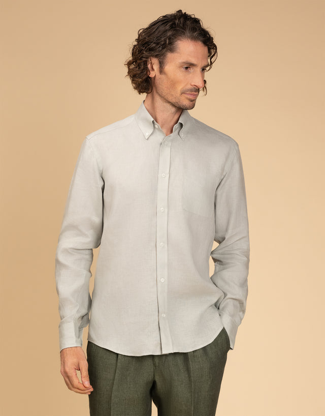 Ohope Pale Green Irish Linen Shirt