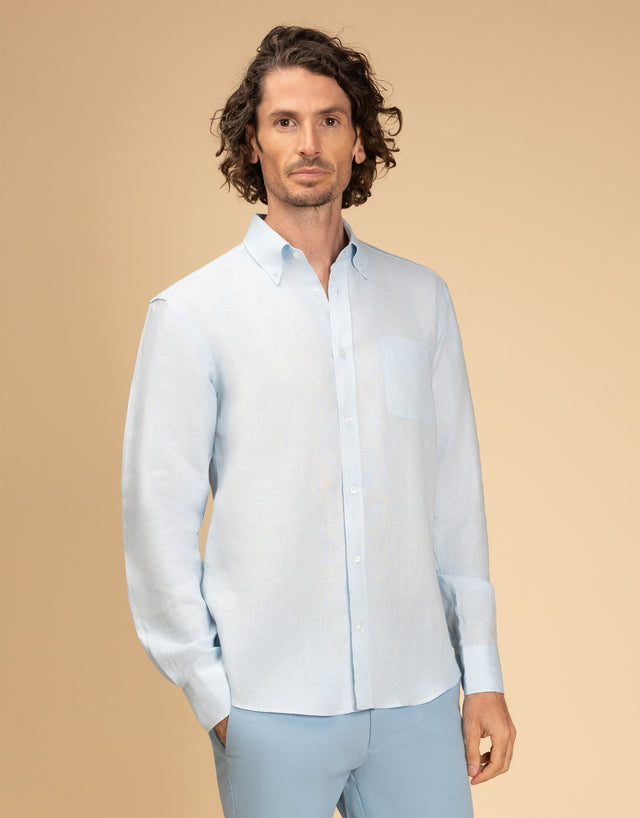 Ohope Light Blue Irish Linen Shirt