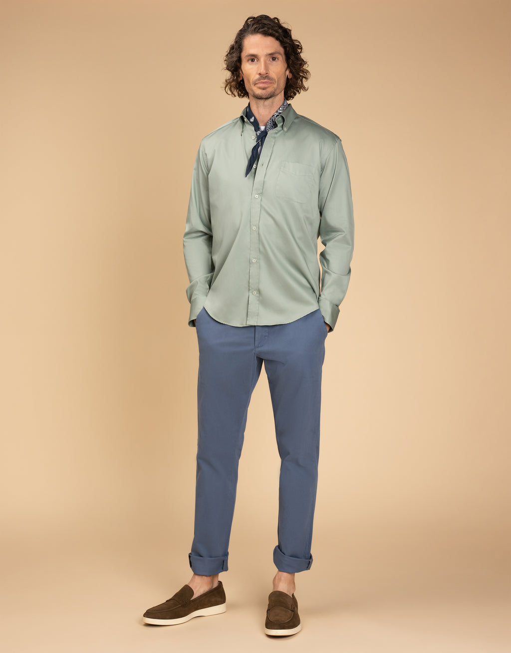 Ohope Sage Green Twill Shirt