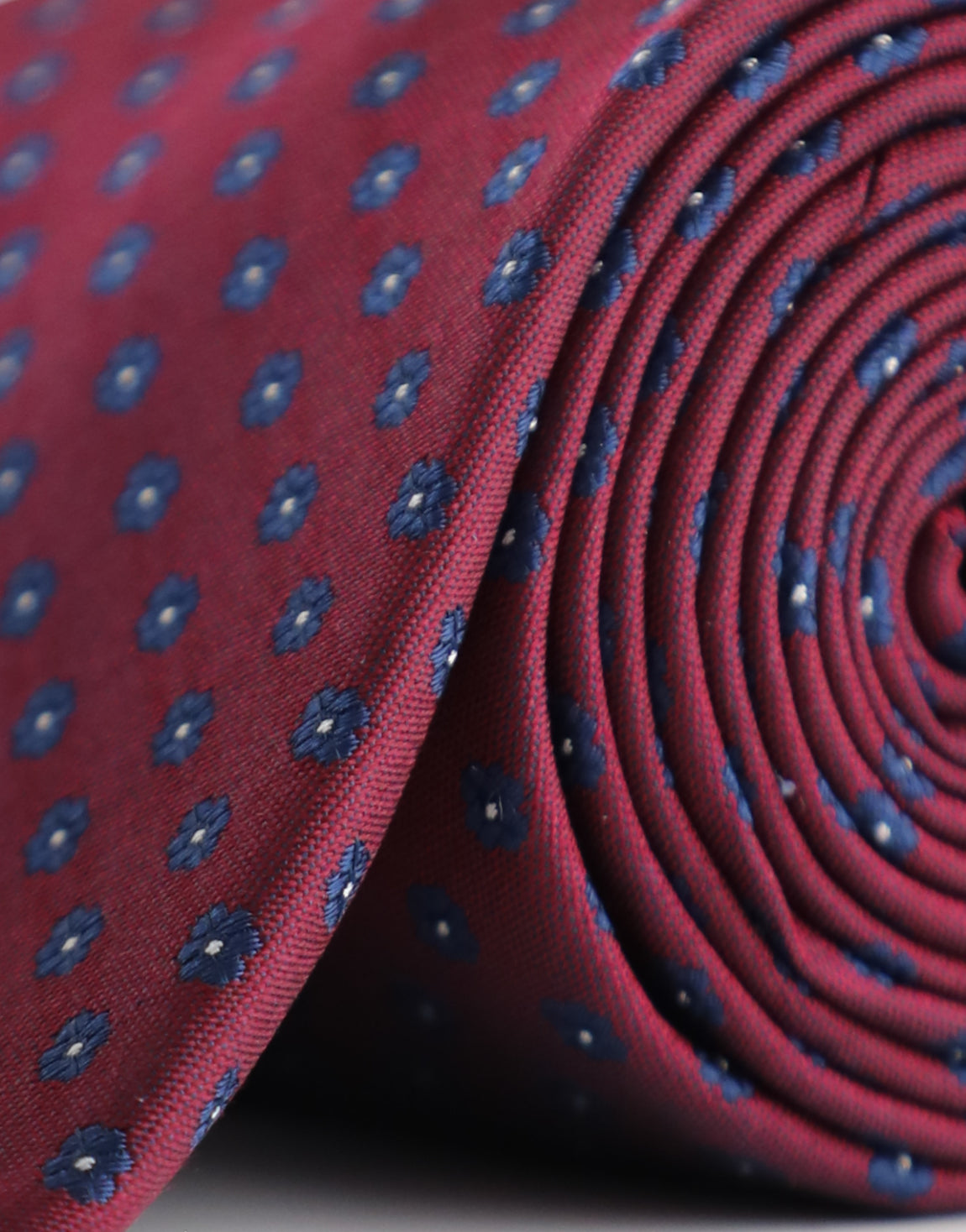 Burgundy & Navy Floral Geometric Silk Tie