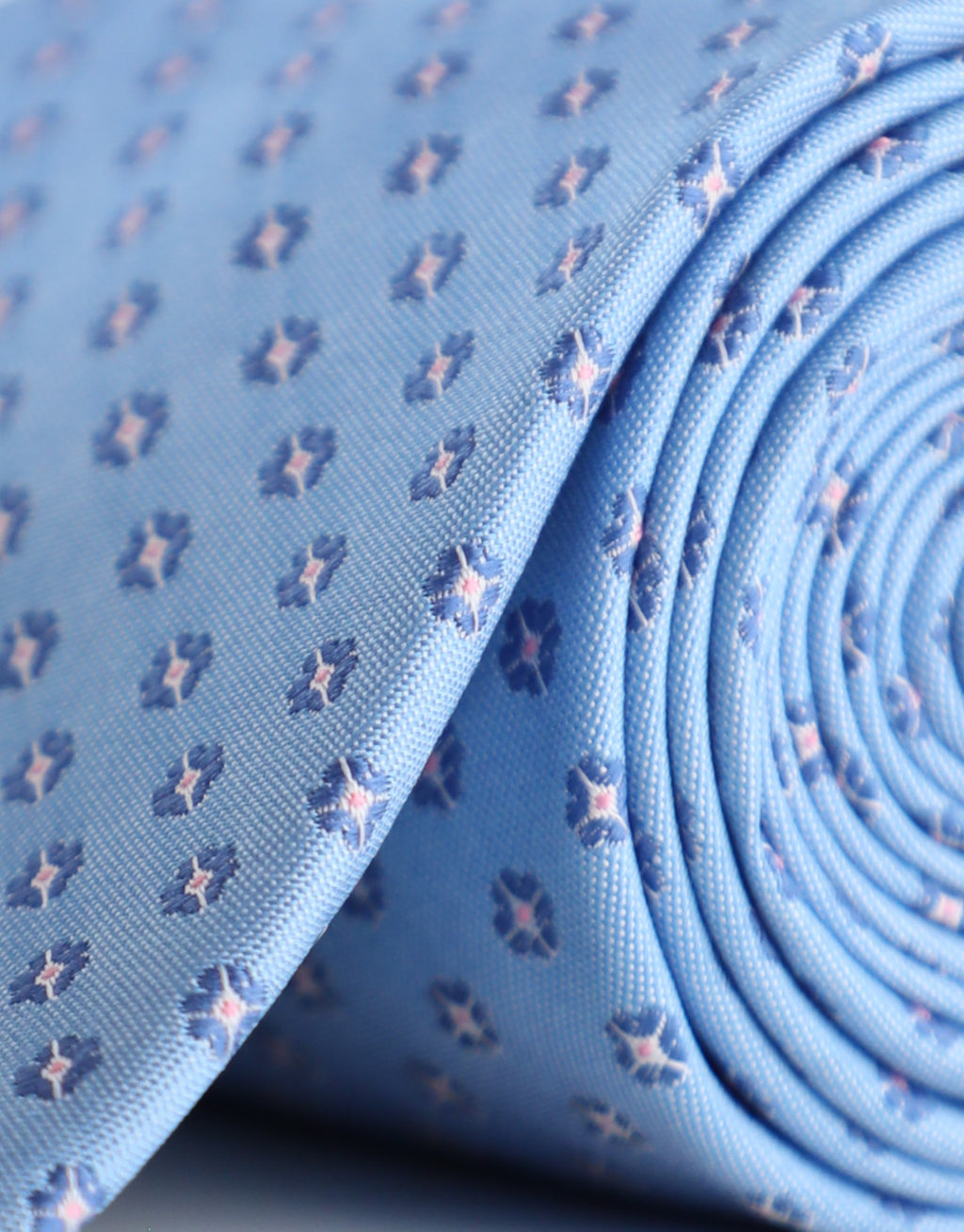Light Blue & Pink Floral Geometric Silk Tie