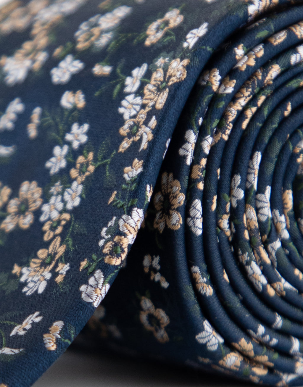 Blue Beige & Green Floral Silk Tie
