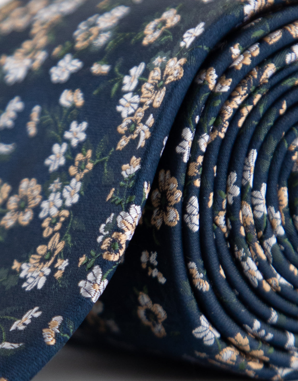 Blue Beige & Green Floral Silk Tie
