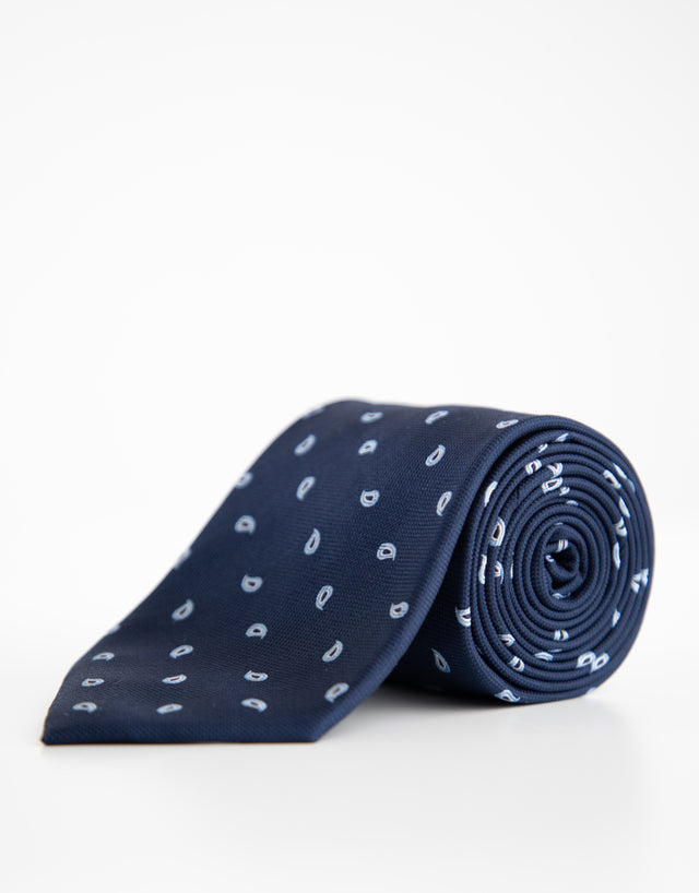 Navy & Blue Micro Paisley Silk Tie