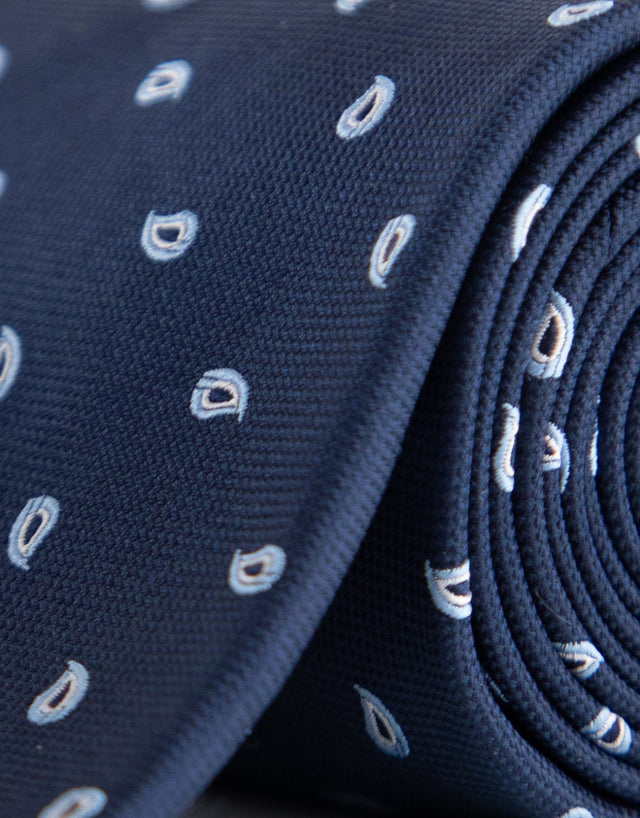 Navy & Blue Micro Paisley Silk Tie