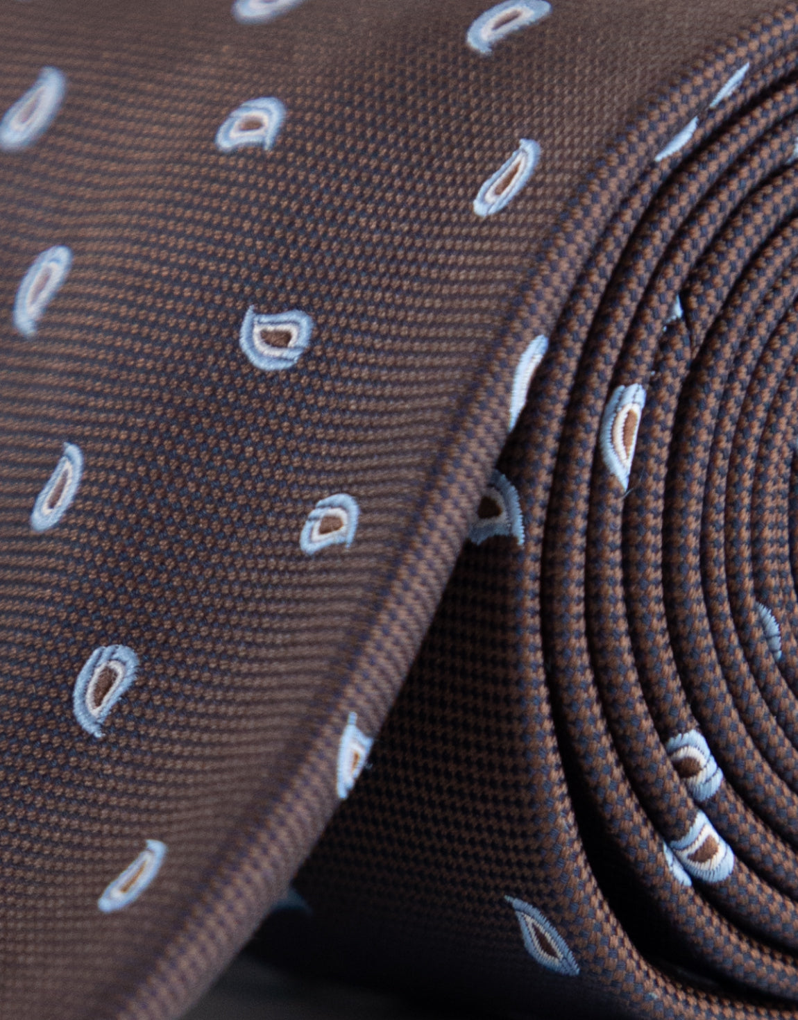 Brown & Blue Micro Paisley Silk Tie
