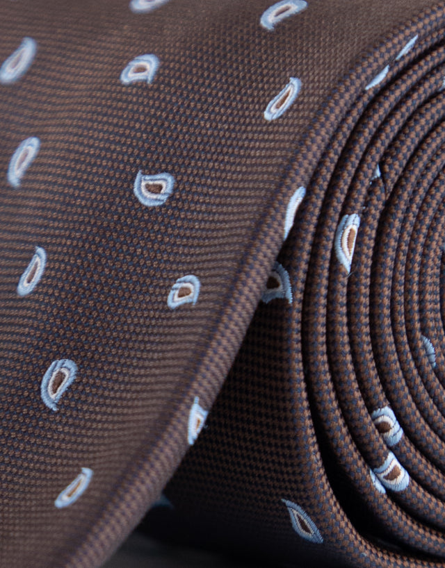 Brown & Blue Micro Paisley Silk Tie