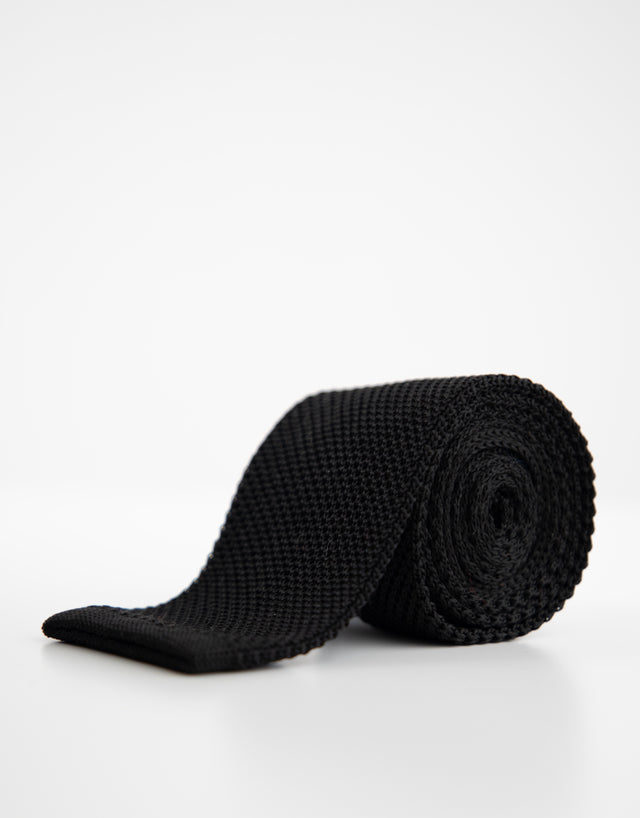 Black Knitted Silk Tie