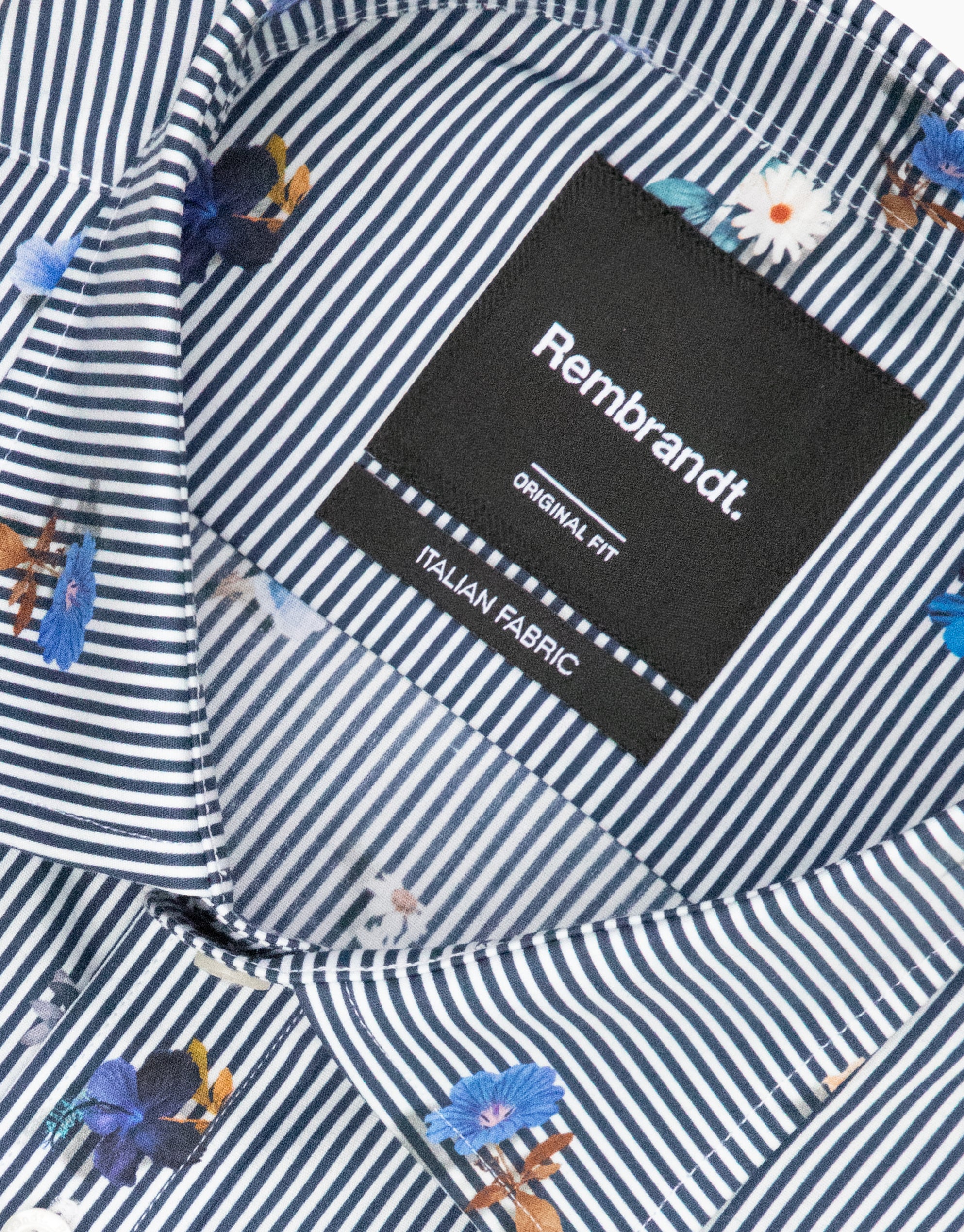 London Navy Floral Stripe Print Shirt