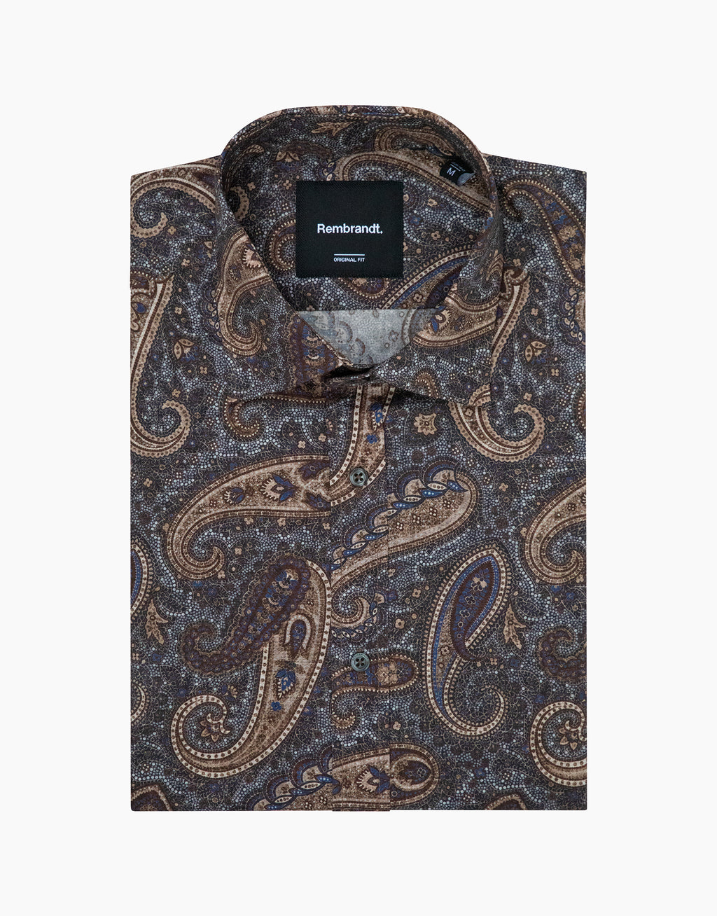 London Navy & Brown Paisley Print Shirt