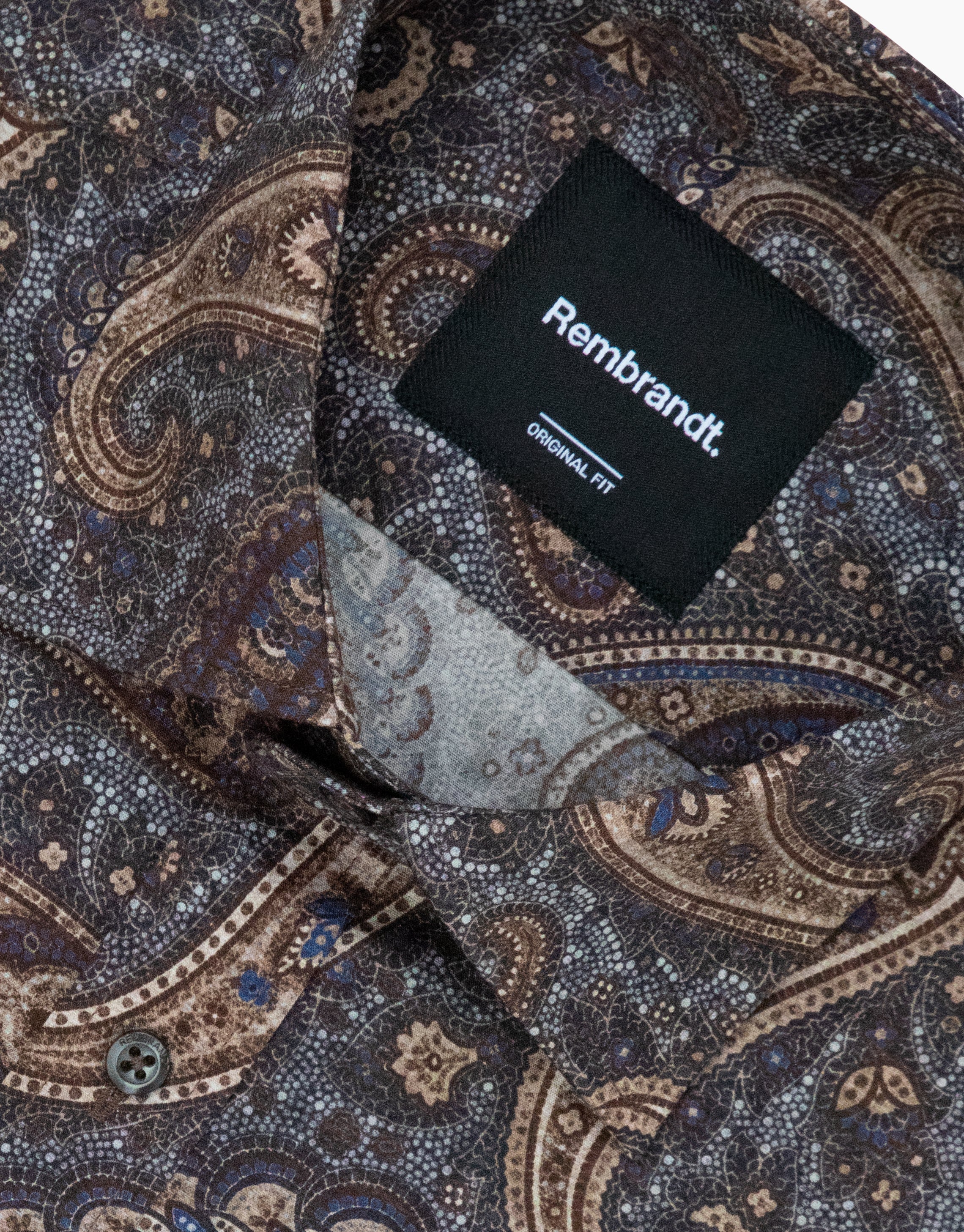 London Navy & Brown Paisley Print Shirt
