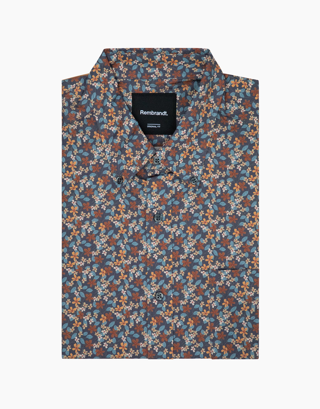 Ohope Indigo & Rust Floral Print Shirt