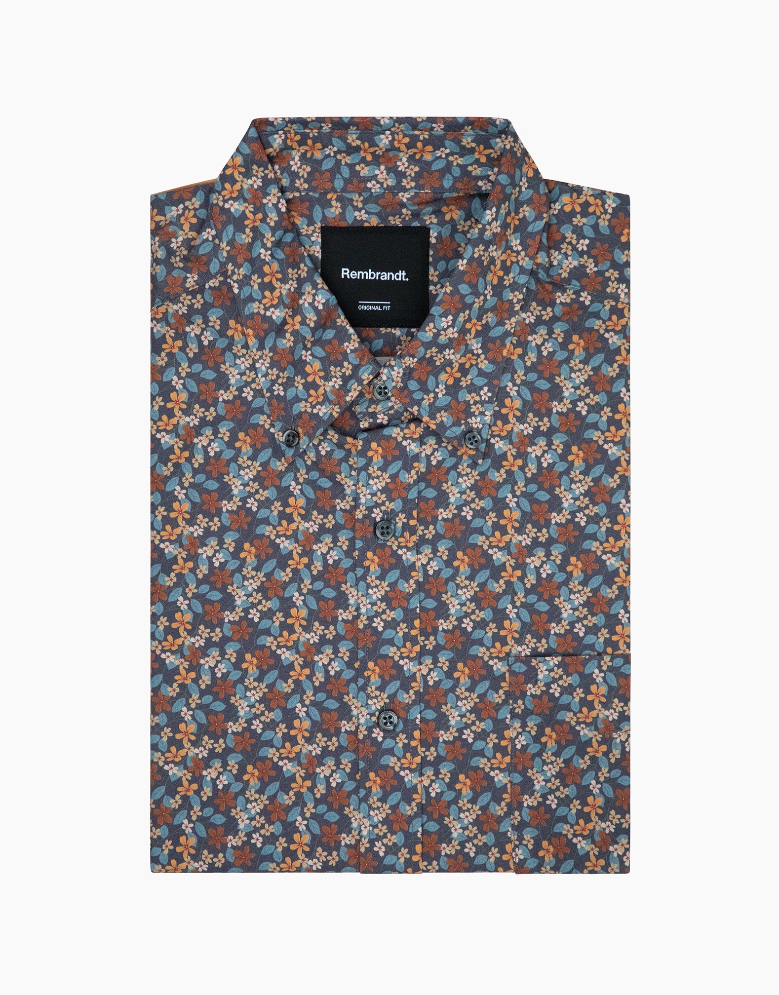 Ohope Indigo & Rust Floral Print Shirt