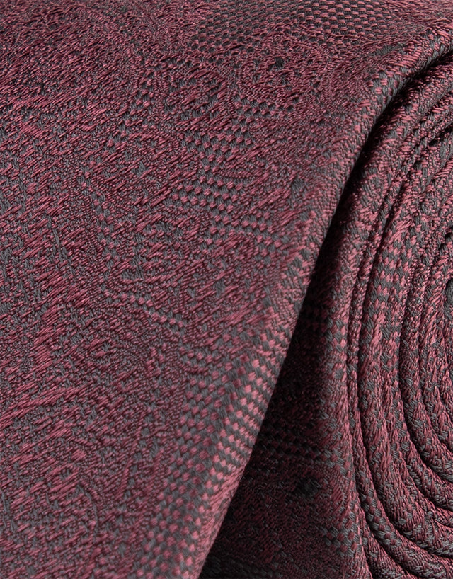 Maroon Large Paisley Jacquard Silk Tie