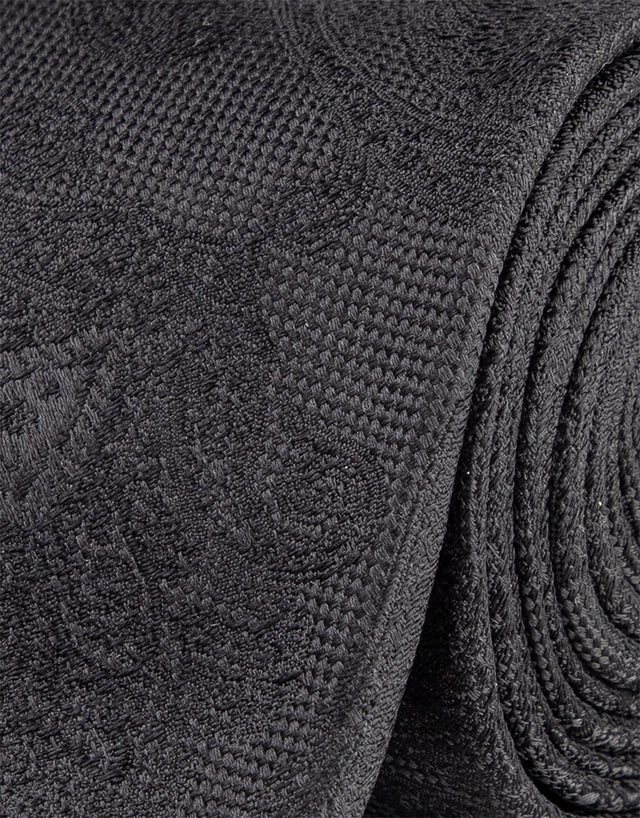 Black Large Paisley Jacquard Silk Tie