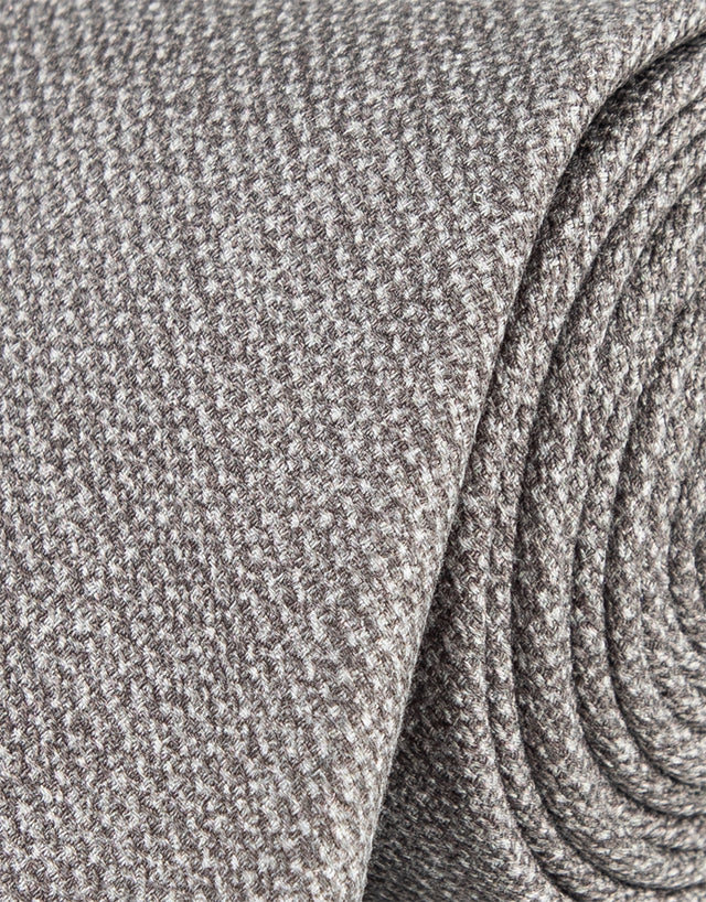 Taupe Grey Textured Print Silk Tie