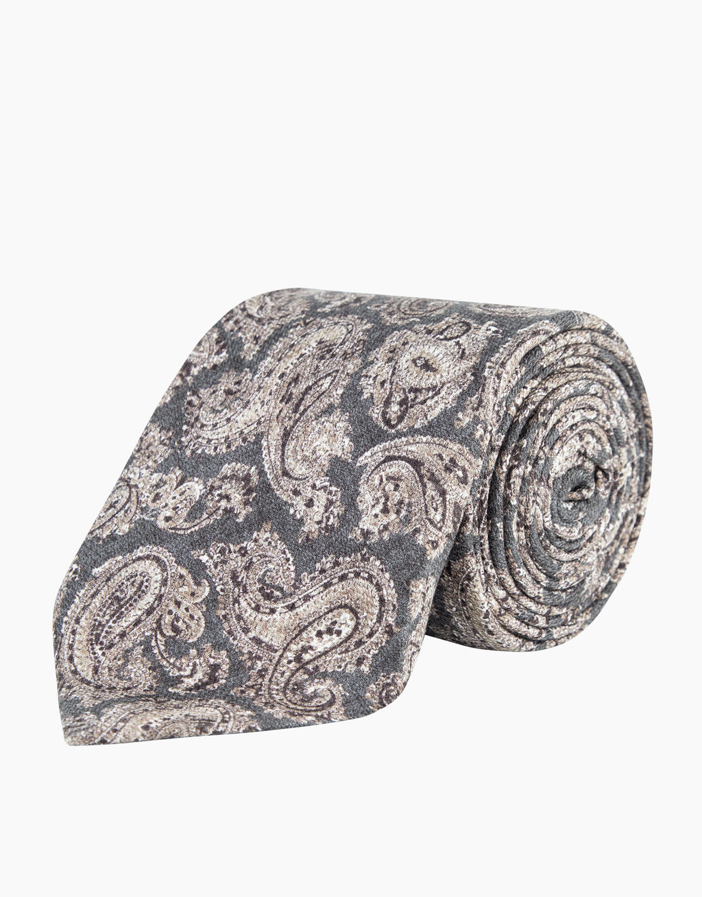 Charcoal & Brown Paisley Silk Tie