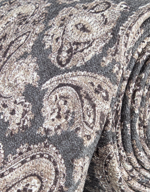 Charcoal & Brown Paisley Silk Tie