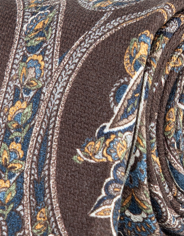 Brown & Blue Large Paisley Silk Tie