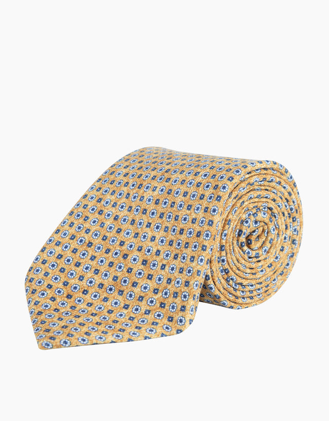 Yellow & Blue Geometric Silk Tie