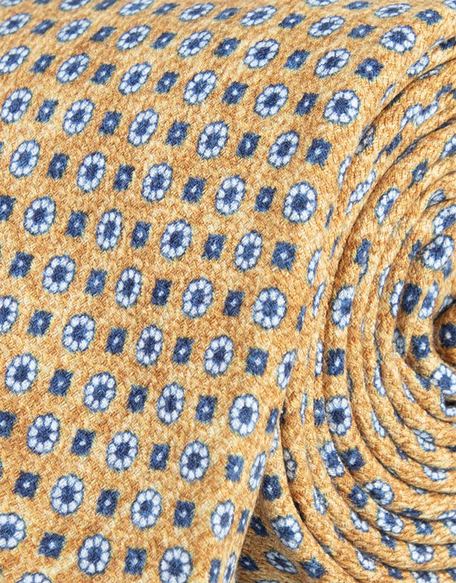 Yellow & Blue Geometric Silk Tie