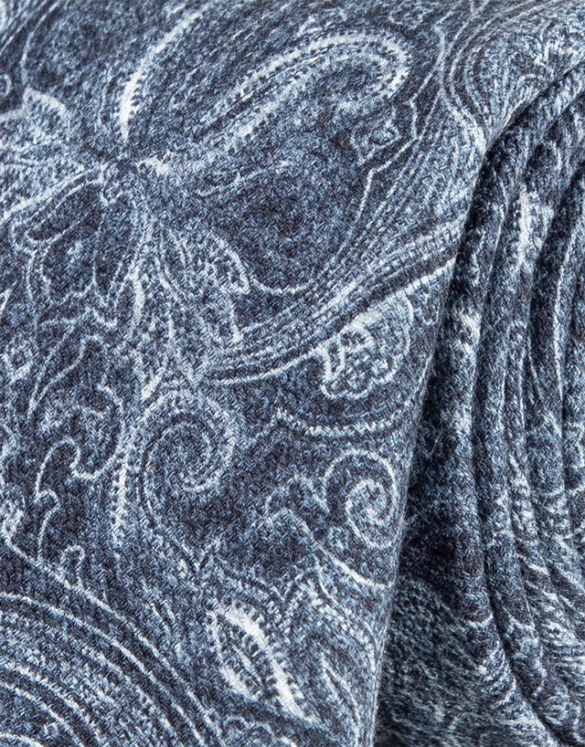 Blue Paisley Print Silk Tie