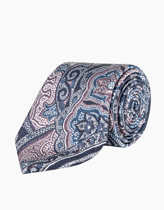 Blue & Purple Large Paisley Silk Tie