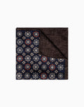 Indigo & Brown Floral Geometric Reversible Pocket Square