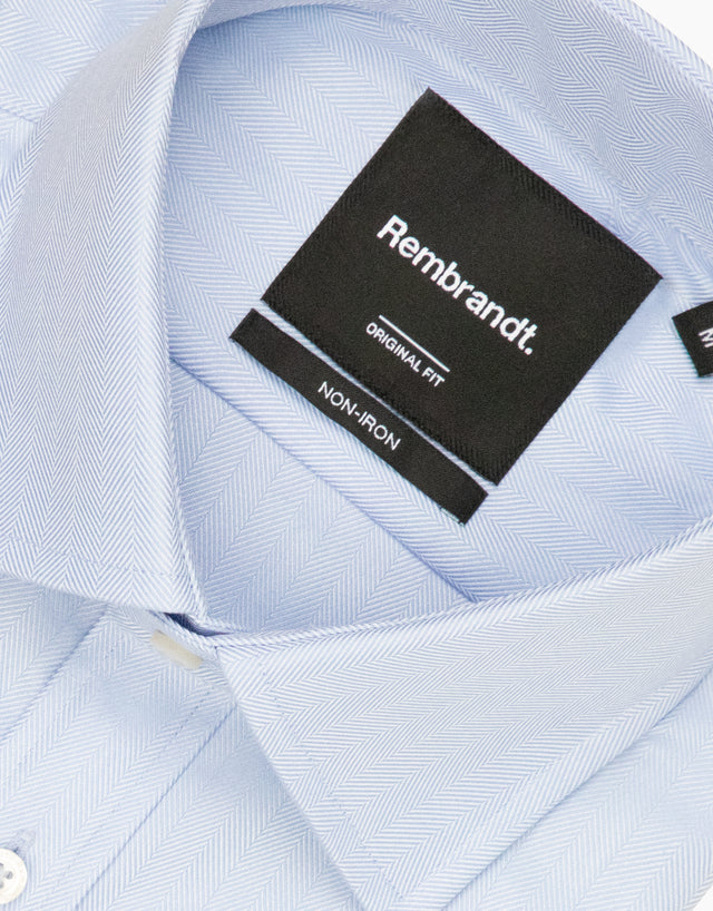 York Light Blue Herringbone Non-Iron Shirt