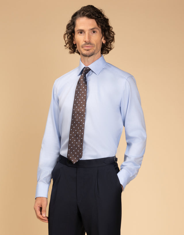 York Light Blue Herringbone Non-Iron Shirt