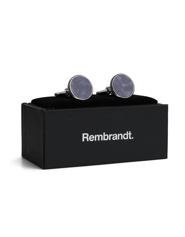 Round Silver with Blue Sodalite Cufflink