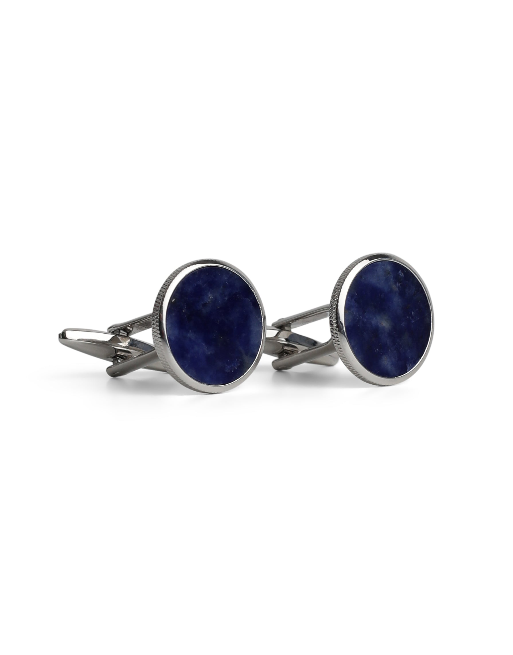 Round Silver with Blue Sodalite Cufflink