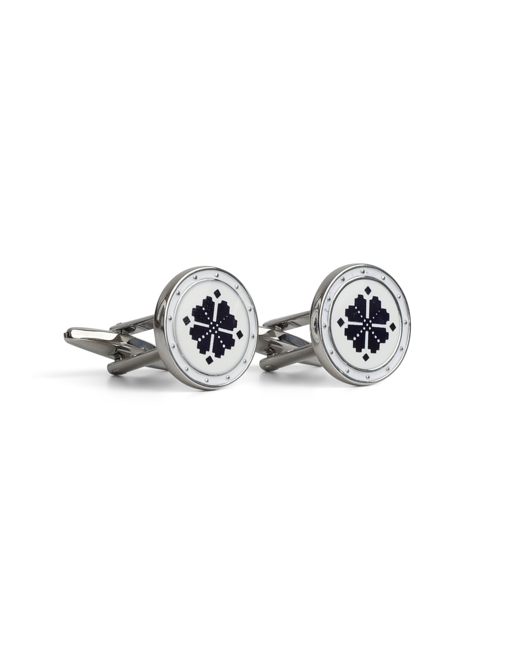 White & Black Mosaic Design Cufflink