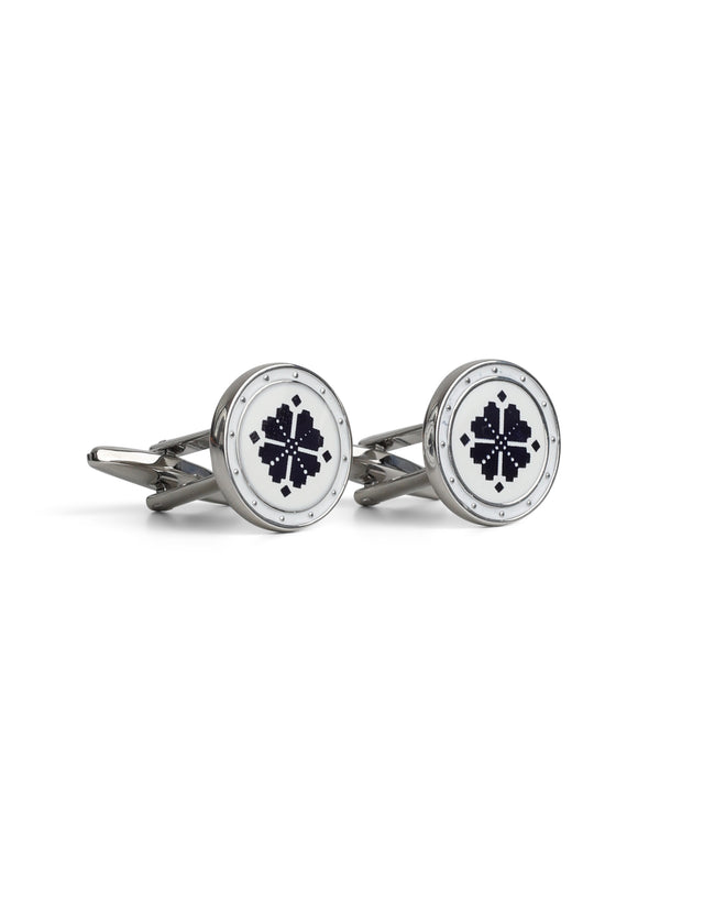White & Black Mosaic Design Cufflink